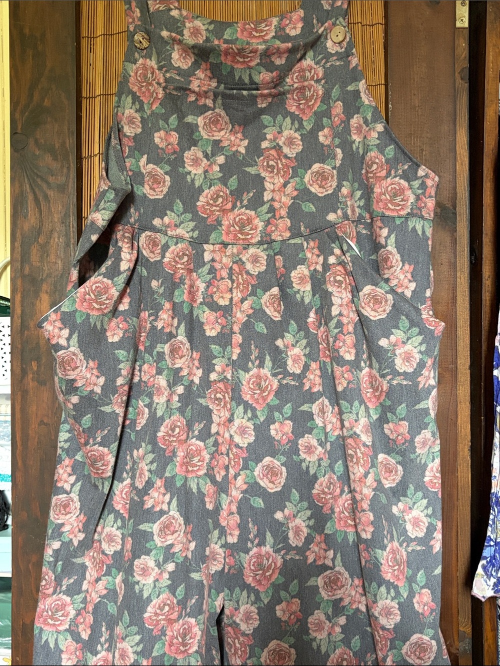 Wide Leg Floral Jumpsuit in Pink and Gray - Picture 3 of 5